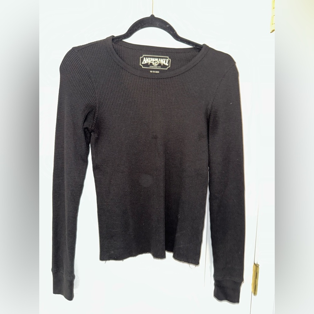 American Eagle Outfitters Vintage Black Textured Top (XS)